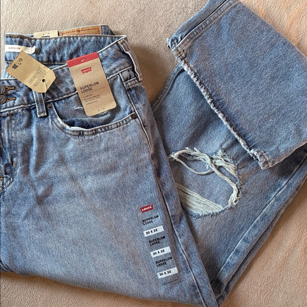 Levi's Women's Super-Low Double-Button Relaxed-Fit Denim